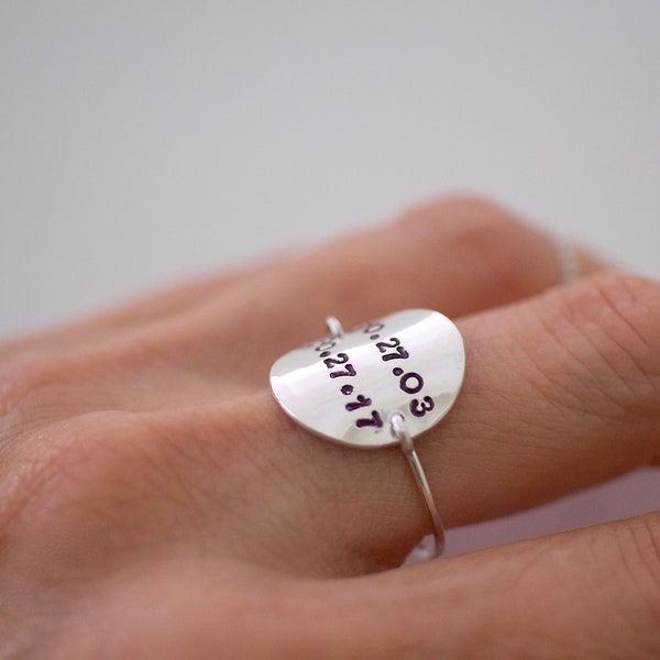 Special Date Disc Ring • Personalized Gift • Custom Date, Name, Number Ring