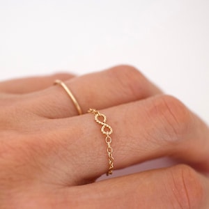 Gold Infinity Chain Ring • Silver Twisted Infinity Chain Ring • Stackable Ring