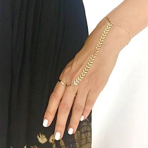 Gold Arrow Hand Chain • Chain Hand Bracelet
