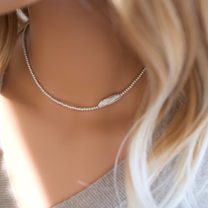 Biwa Stick Genuine Freshwater Accent Necklace • Tiny Pearl Necklace • 2mm Pearl Necklace