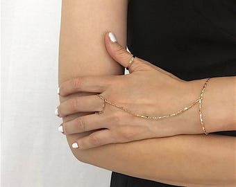 Gold Hand Chain • Silver Hand Bracelet