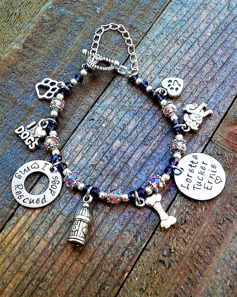 Rescued Dog Charm Bracelet Customized Dog Bracelet Love My Etsy