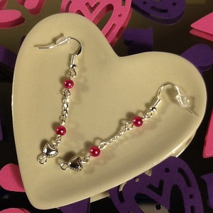 Hart Oorbellen Valentijnsoorbellen Valentijn Sieraden Tsjechisch Glas Parel Oorbellen Sterling Zilveren Oorbellen Handgemaakte Hart Bungel Oorbellen