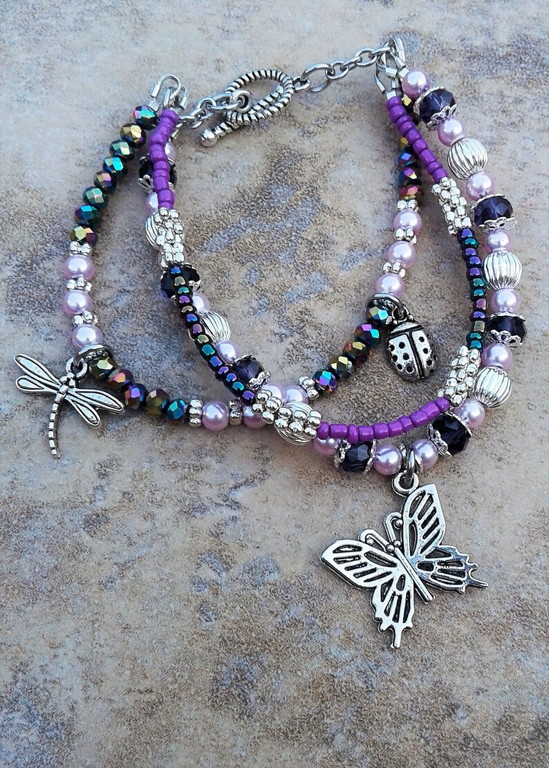 Download Nature's Beauty Purple Butterfly Bracelet Multi Layered | Etsy
