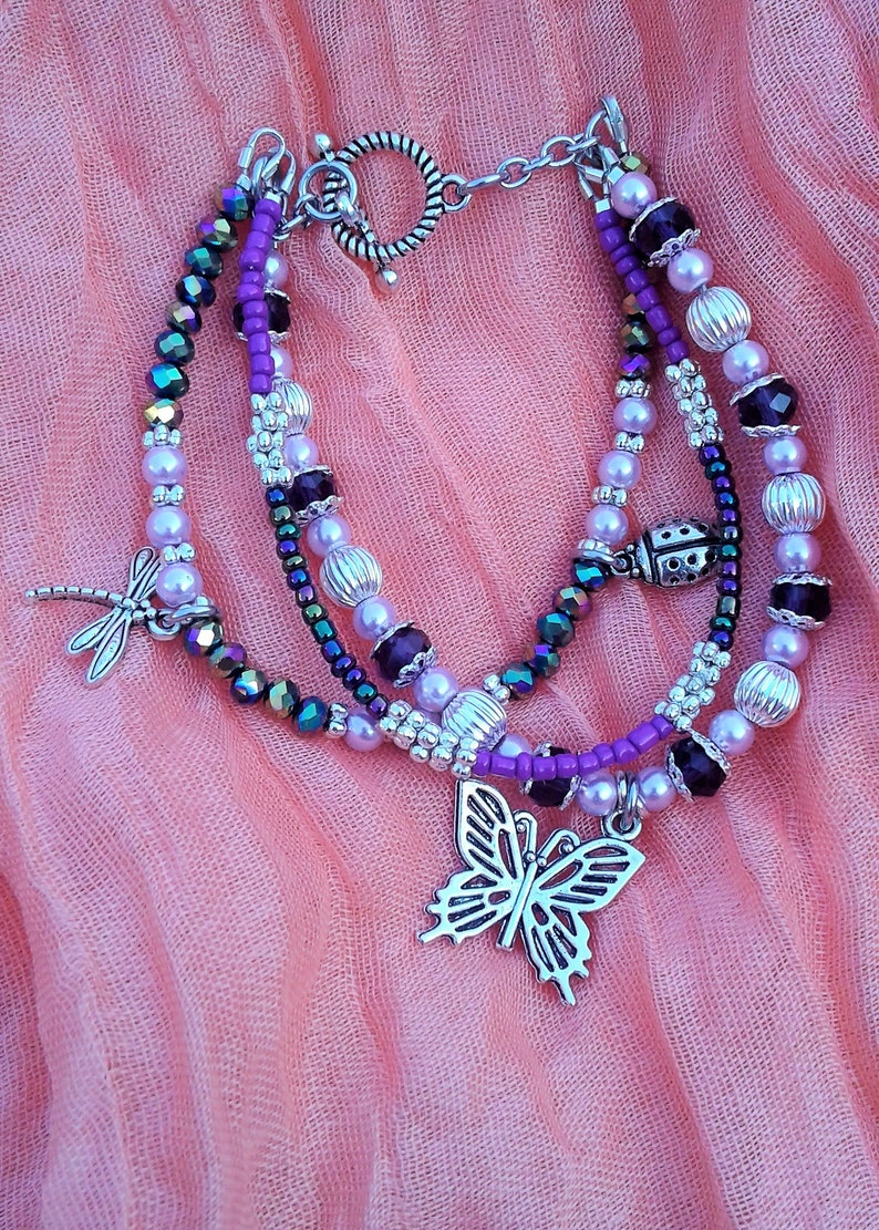 Download Nature's Beauty Purple Butterfly Bracelet Multi Layered | Etsy