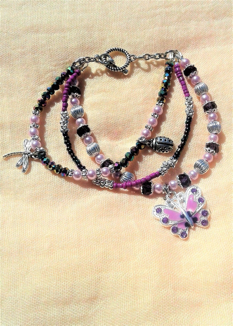 Download Nature's Beauty Butterfly Bracelet Multi Layered Purple | Etsy