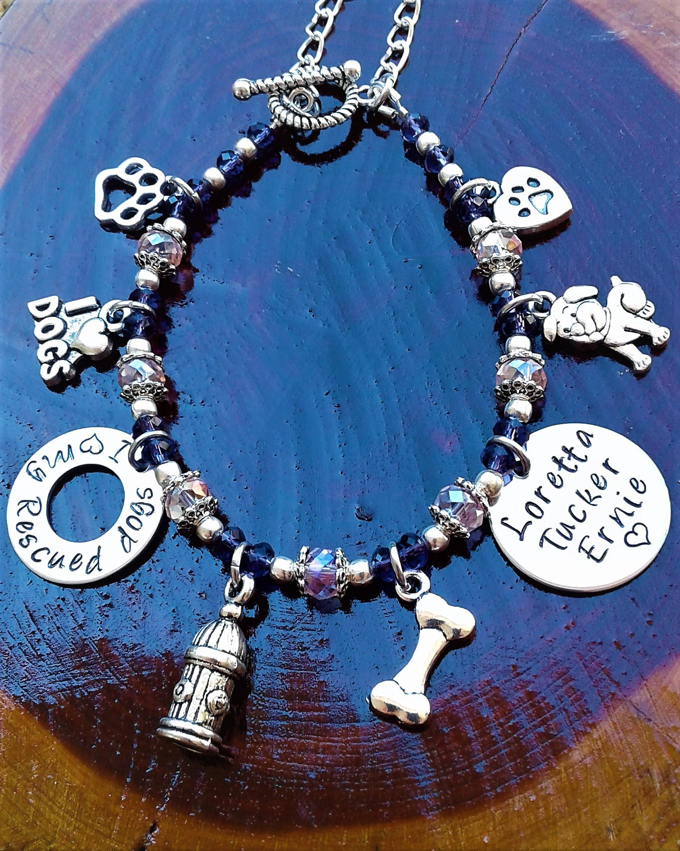 Rescued Dog Charm Bracelet Customized Dog Bracelet Love My Etsy