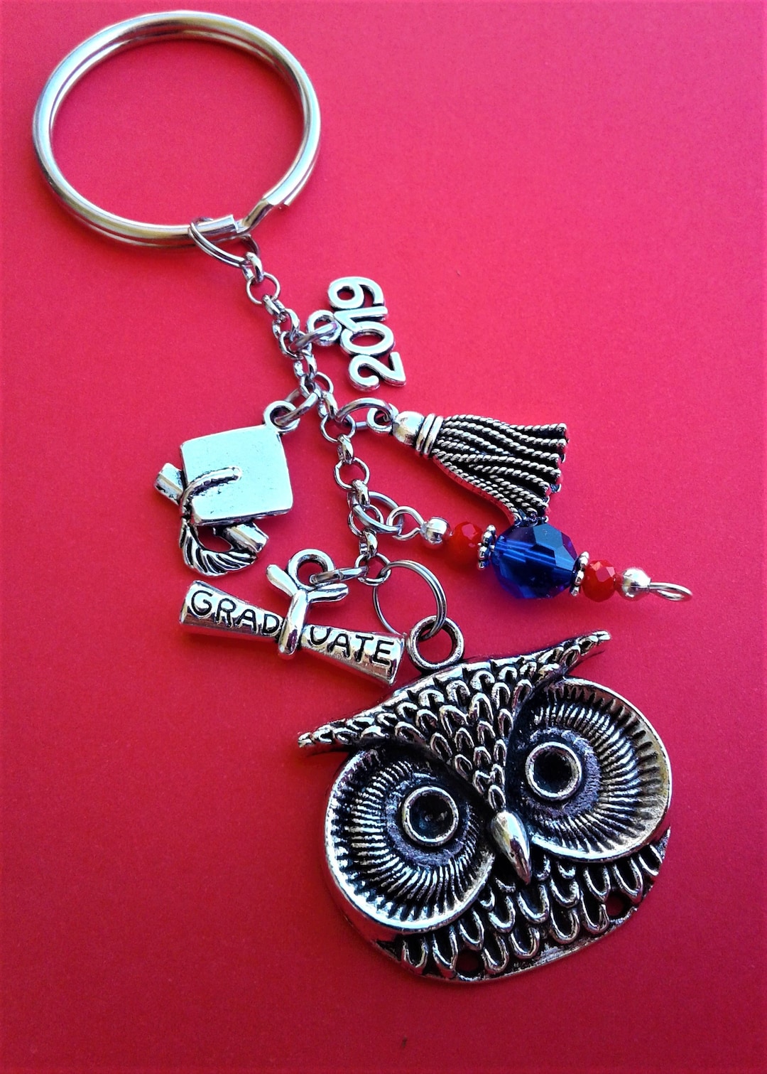 Graduation Keychain Class of 2020 Key Ring Owl Graduation Zipper Pull