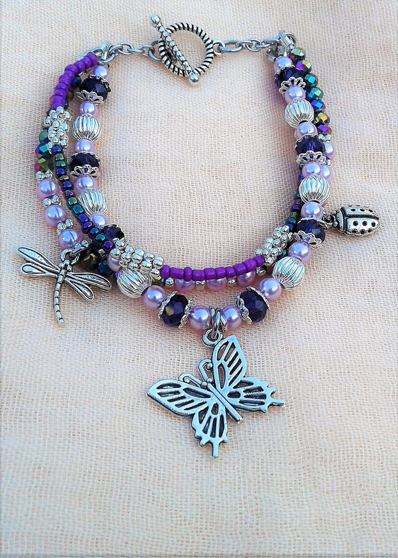 Download Nature's Beauty Purple Butterfly Bracelet Multi Layered | Etsy