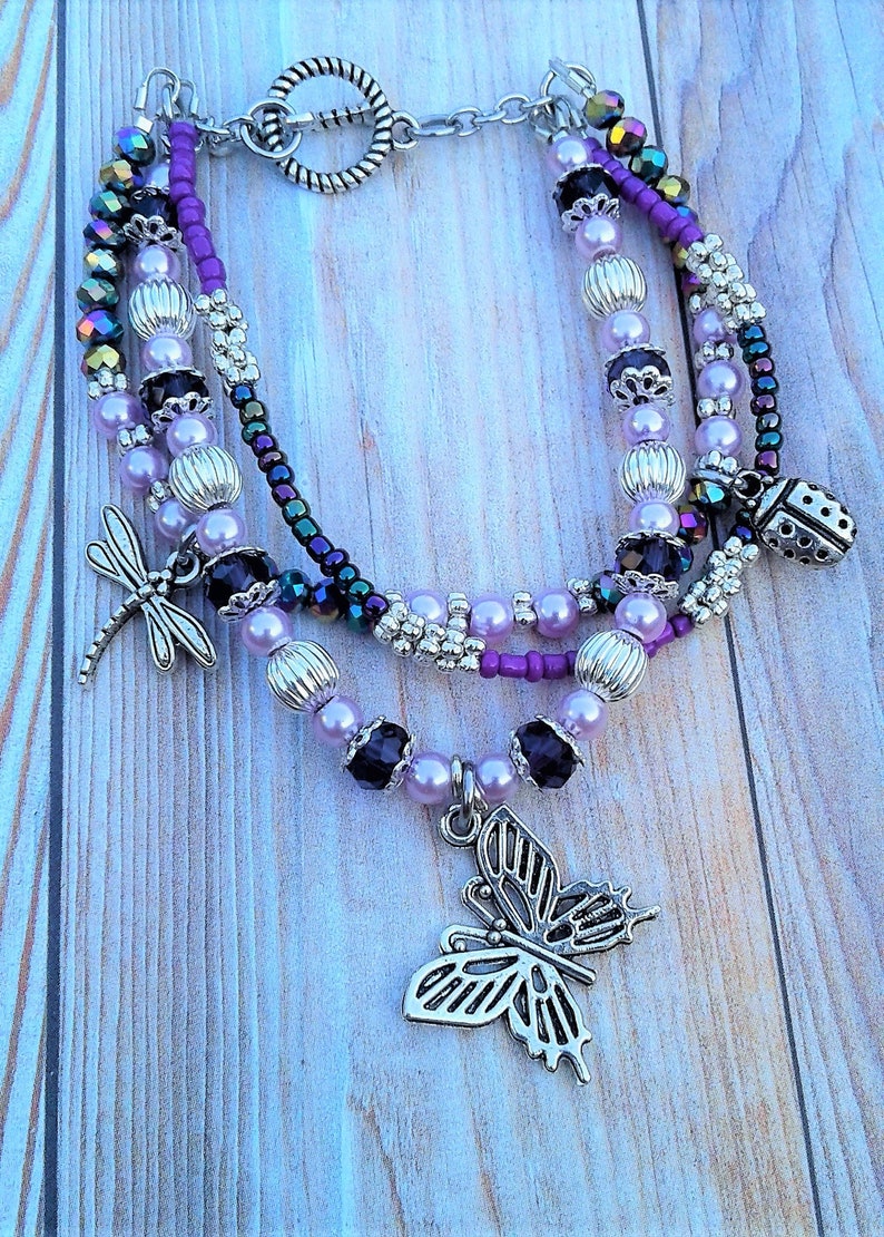 Download Nature's Beauty Purple Butterfly Bracelet Multi Layered | Etsy