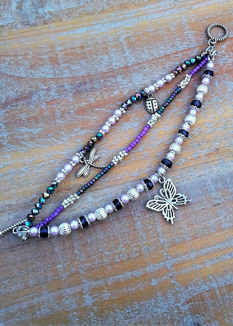 Download Nature's Beauty Purple Butterfly Bracelet Multi Layered | Etsy