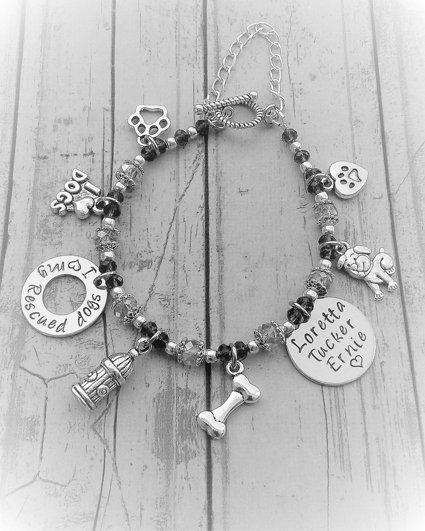 Rescued Dog Charm Bracelet Customized Dog Bracelet Love My Etsy