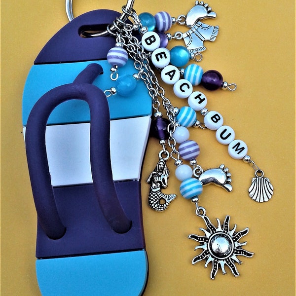 Flip Flop Keychain Beach Keychain Beach Keyring Sun Zipper Pull Purse Accessory Beach Car Mirror Accessory Mermaid Cut off Jeans Feet Charms