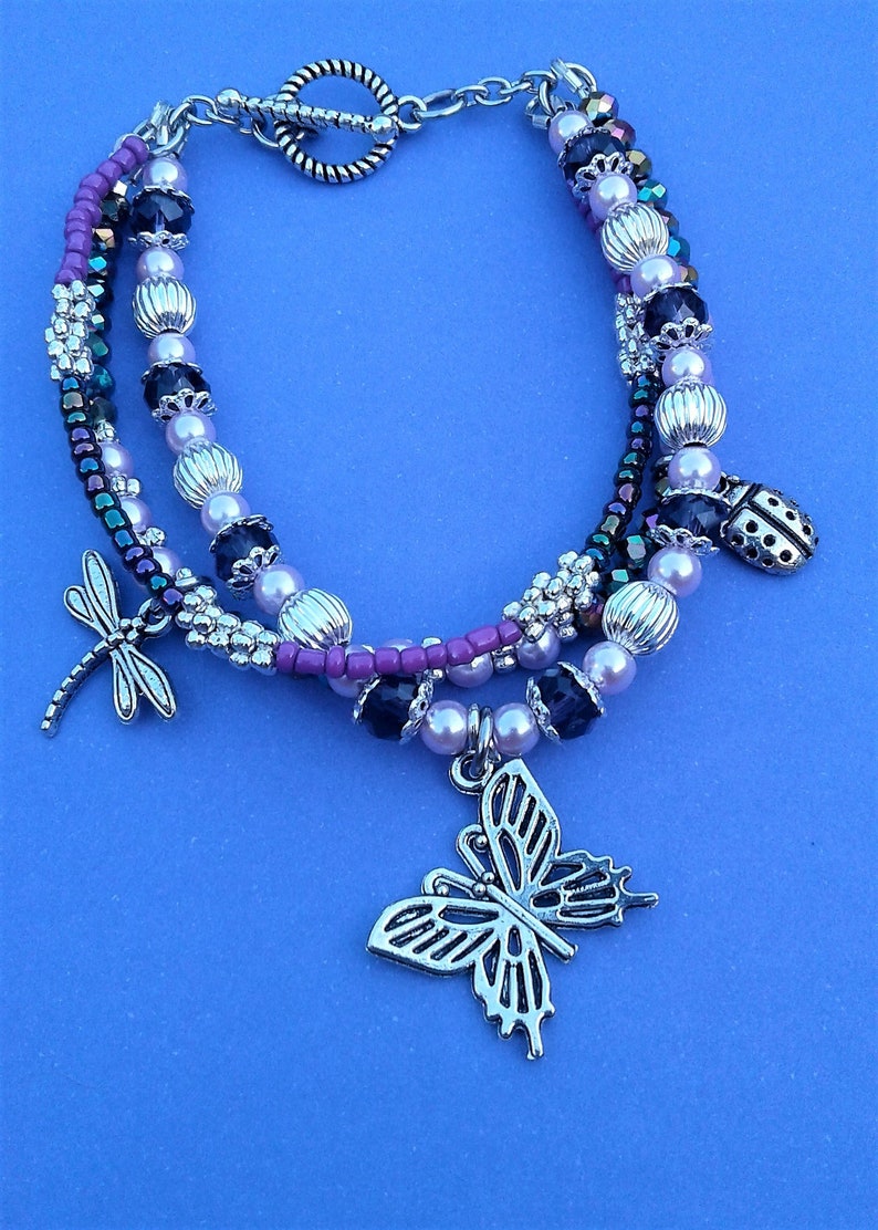 Download Nature's Beauty Purple Butterfly Bracelet Multi Layered | Etsy