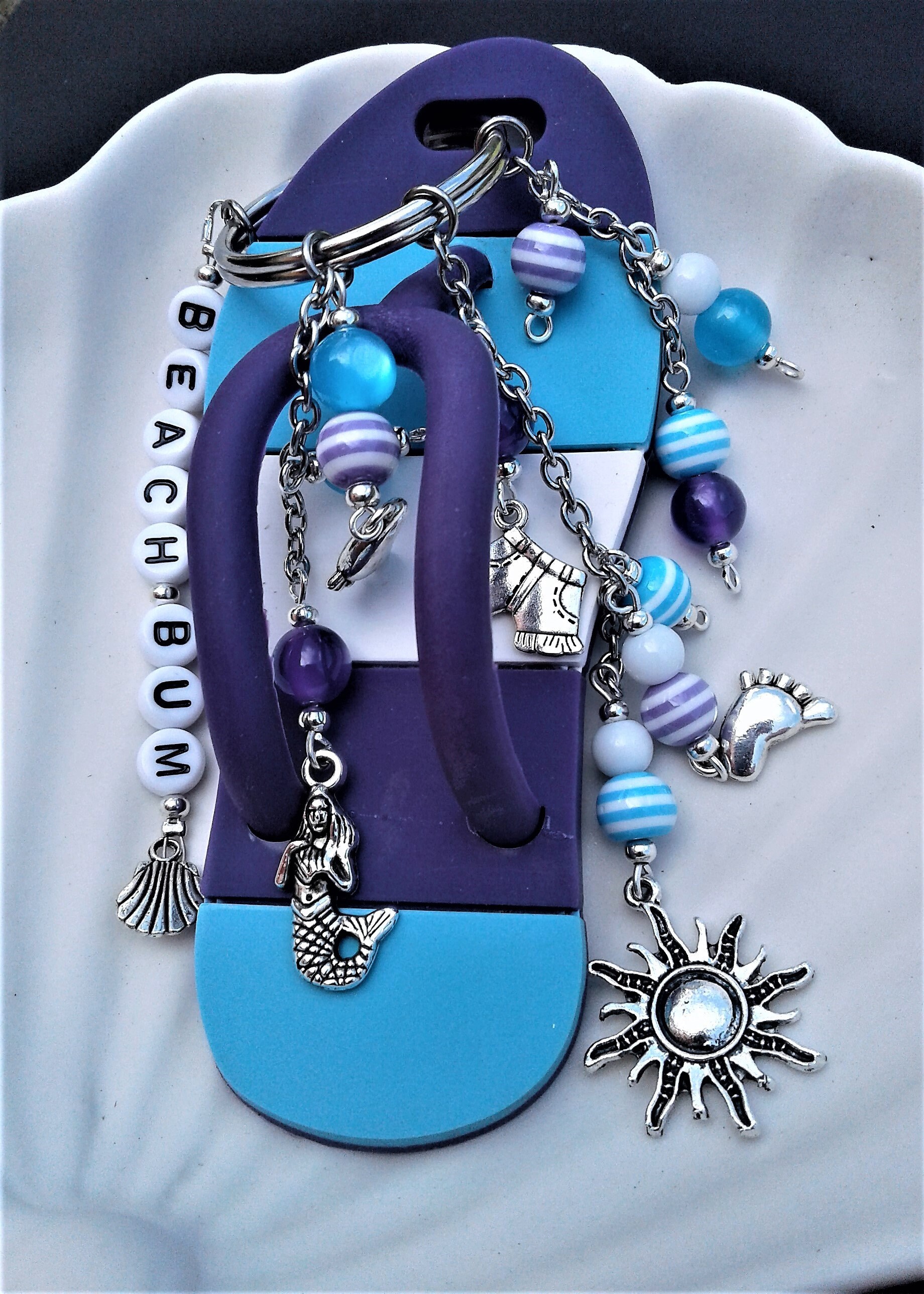 Flip Flop Keychain Beach Keychain Beach Keyring Sun Zipper Pull Purse ...