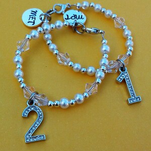 Baby&#39;s 1st Birthday Baby&#39;s Custom Bracelet Baby&#39;s Birthday Personalized Bracelet Baby&#39;s Pearl Bracelet Baby&#39;s Swarovski Crystal Bracelet