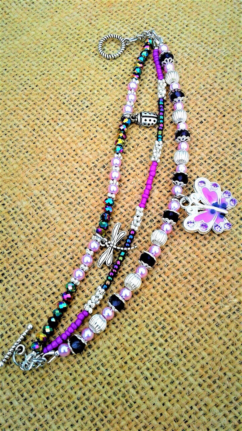 Download Nature's Beauty Butterfly Bracelet Multi Layered Purple | Etsy