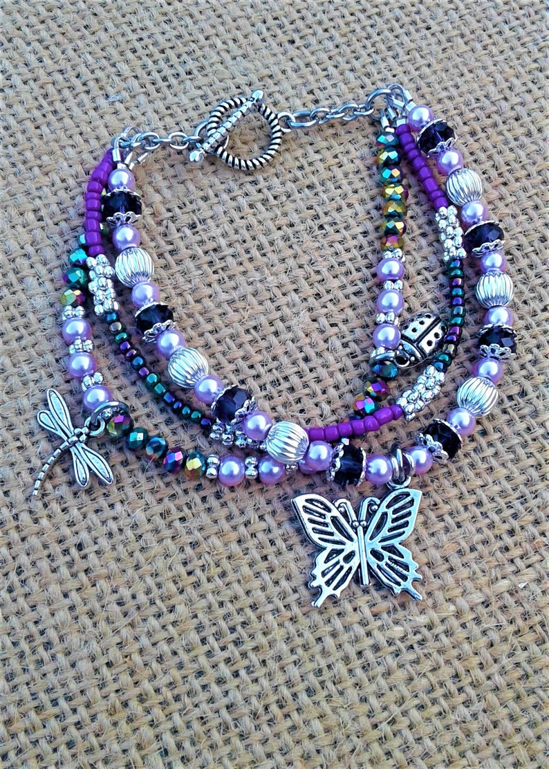 Download Nature's Beauty Purple Butterfly Bracelet Multi Layered | Etsy