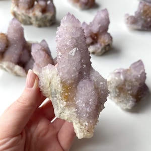 Amethyst Spirit Quartz | Spirit Quartz Cluster | Amethyst Cactus Quartz Crystal | Amethyst Spirit Quartz Point