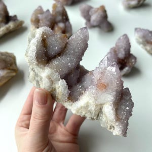 Large Amethyst Spirit Quartz Cluster | Spirit Quartz Cluster | Amethyst Cactus Quartz Crystal | Amethyst Spirit Quartz Point