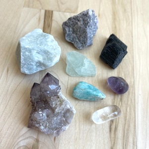 Protection + Calming Crystal Set | Healing Crystal Set | Positive Energy Crystals | Raw Natural Crystal Set