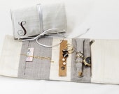 Travel Jewelry Roll Silk Creamy Organizer Jewelry Roll Vinyl Monogrammed Storage Jewelry Roll Unique Bridesmaid Gifts Special Gift For Her