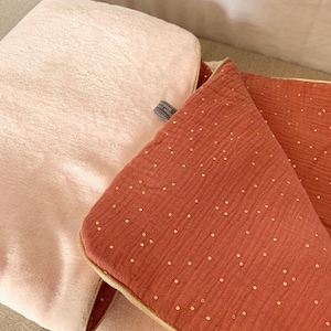 Warm baby blanket in pink and gold double gauze, baby blanket, warm baby plaid, birth gift, baby gift, baby shower