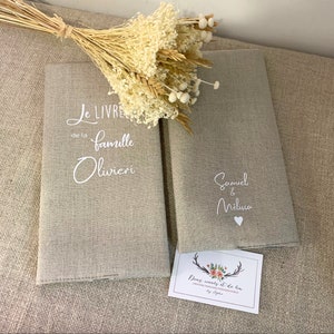 Protège livret de famille personnalisable en lin naturel, livret de famille personnalisé, couverture livret de famille, livret de famille
