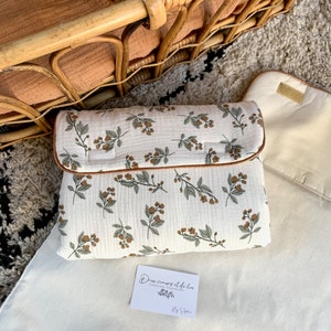 Cambiador nómada de gasa floral doble, cambiador de viaje, cambiador nómada, cambiador, regalo de nacimiento