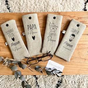 Etui à lunettes personnalisable en Lin Homme, étui à lunettes homme personnalisable, étui à lunettes Papa, Fête des Pères, cadeau Papa