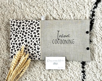 Customizable and removable dry hot water bottle in Leopard linen, Organic hot water bottle, Natural hot water bottle, Leopard hot water bottle