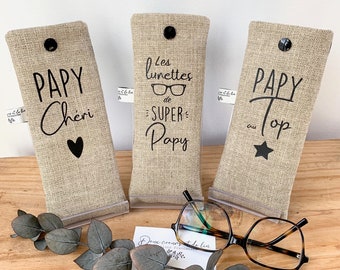 Customizable Super Grandpa Linen glasses case, personalized Grandfather glasses case, Grandpa gift, Grandfather's Day, Grandpa gift