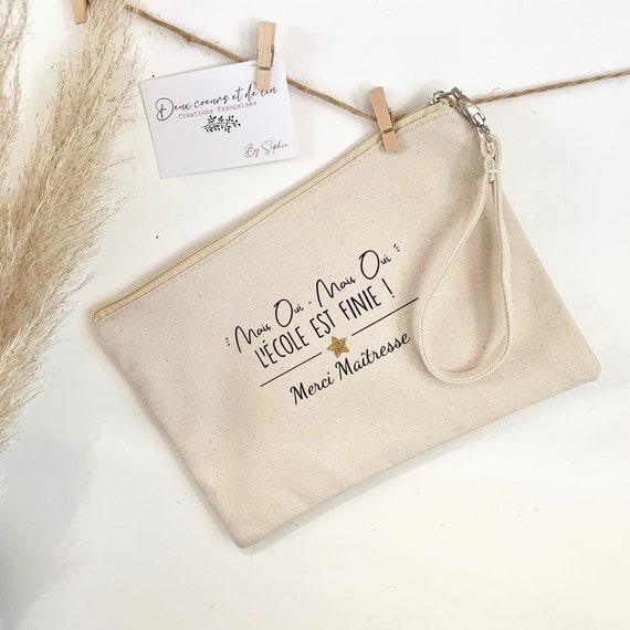 Pochette personnalisée en coton et fermeture zipée - A-qui-S