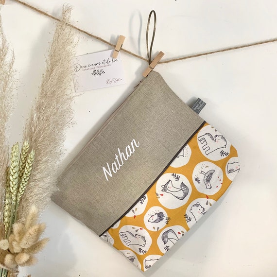 Trousse De Toilette Personnalisable Lin Animaux Trousse Etsy