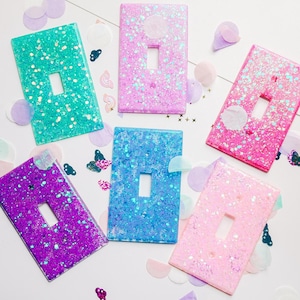 Glitter Light Switch Covers, Switch plate Covers, wall plates, Kids Room Decor, Outlet home decor, Plug Cover, Children&#39;s Room Decor