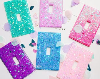 Glitter Light Switch Covers, Switch plate Covers, wall plates, Kids Room Decor, Outlet home decor, Plug Cover, Children's Room Decor
