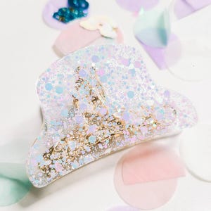 Iridescent White Gold Claw Hair Clip, Claw Clips, Claw Hair Clips, Medium Hair Claw Clips for Women, Women Claw Clip, Glitter Clip