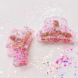 Pink Glitter Gold Claw Hair Clip, Claw Clips, Claw Hair Clips, Medium Hair Claw Clips for Women, Women Claw Clip, Glitter Clip