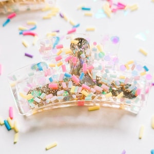Sprinkle Gold Claw Hair Clip, Claw Clips, Claw Hair Clips, Medium Hair Claw Clips for Women, Women Claw Clip, Glitter Clip