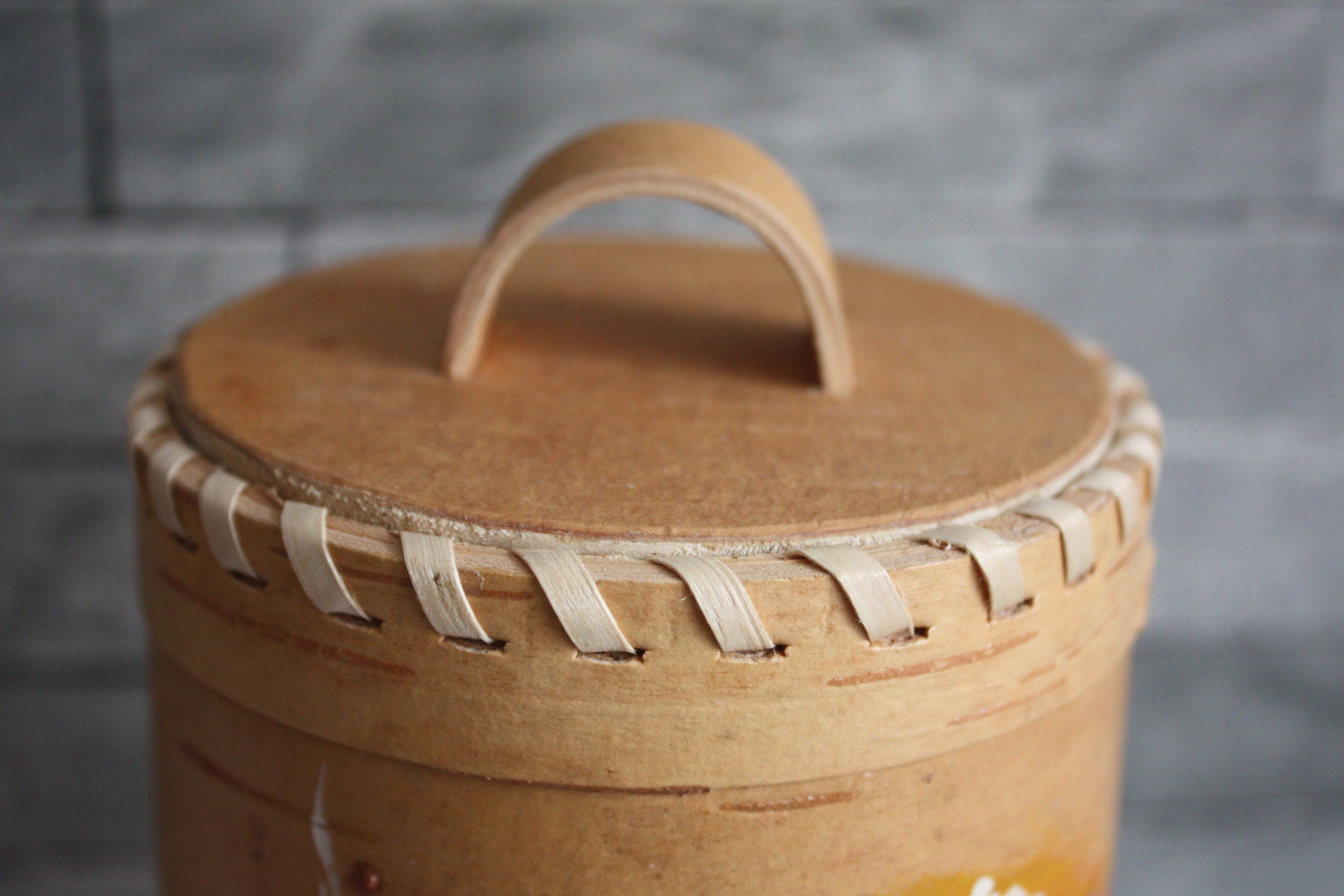 Handmade birch bark Container Carved Decorative Barrel Etsy