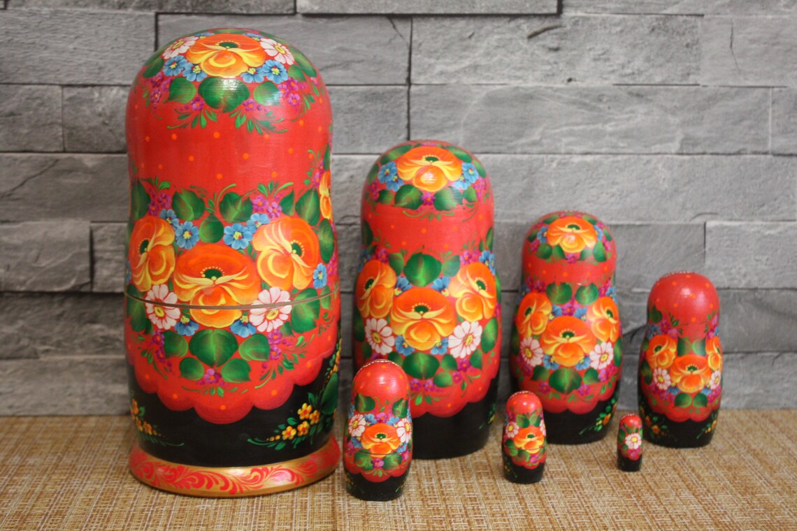 Large Wooden Russian Doll Russian nesting doll Wood Souvenir Etsy