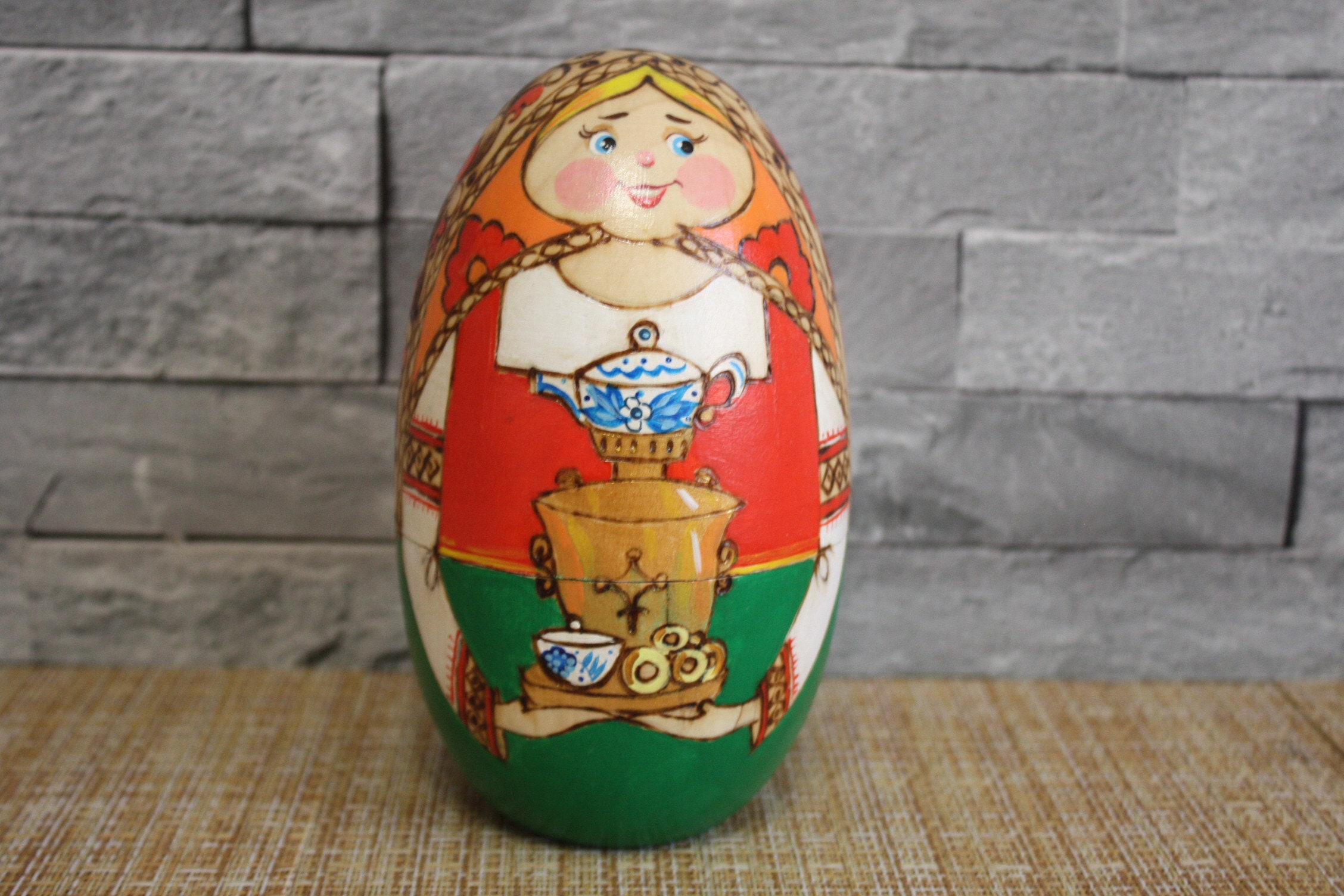 Russian Nesting Doll Egg Matryoshka Stacking Toy Girl with Etsy