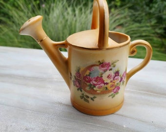 Vintage Ceramic Decor Collectible Watering Can 5" Container Home Accent