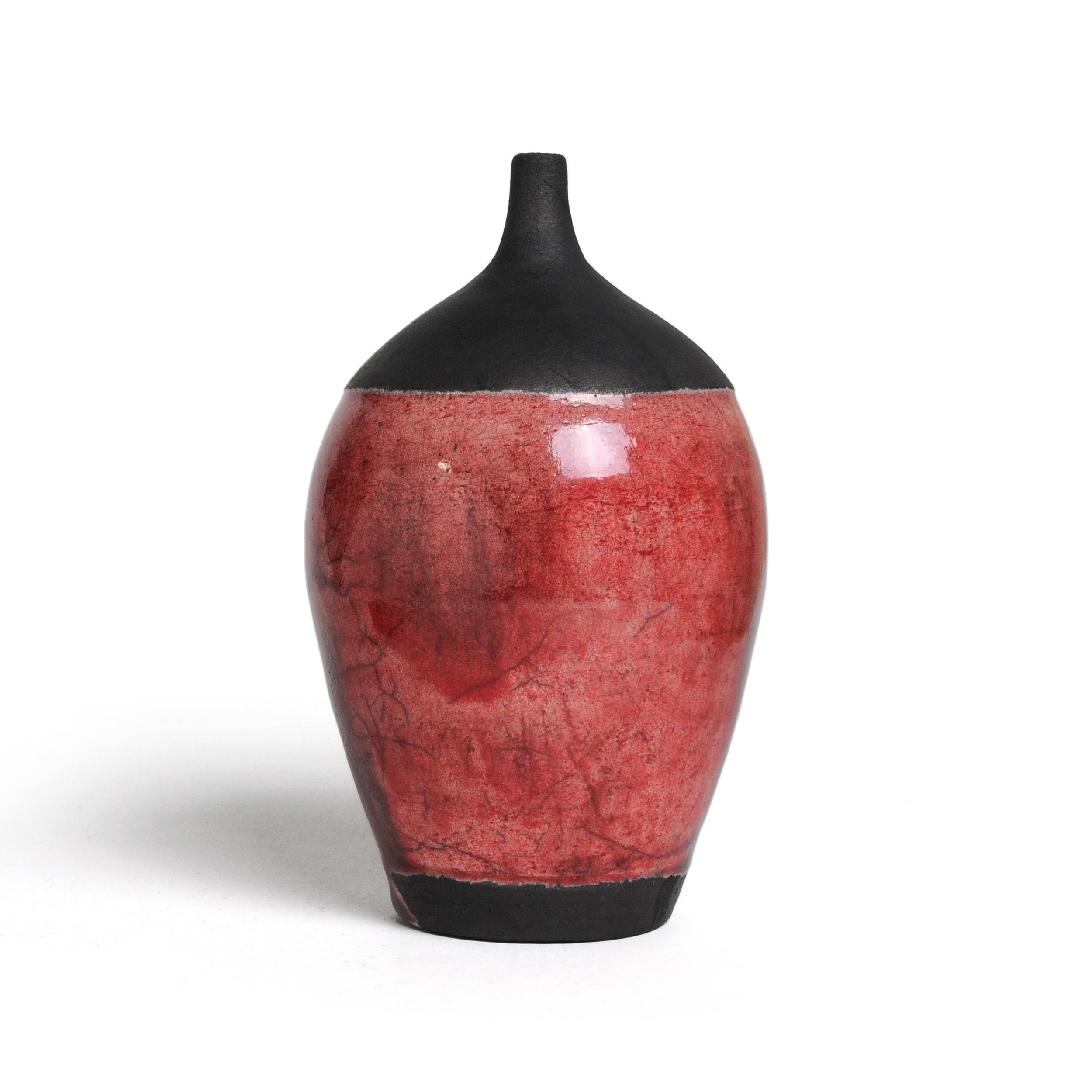 RAKU red decorative vase
