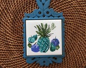 Vintage Ceramic Tile and Metal Pineapple Trivet