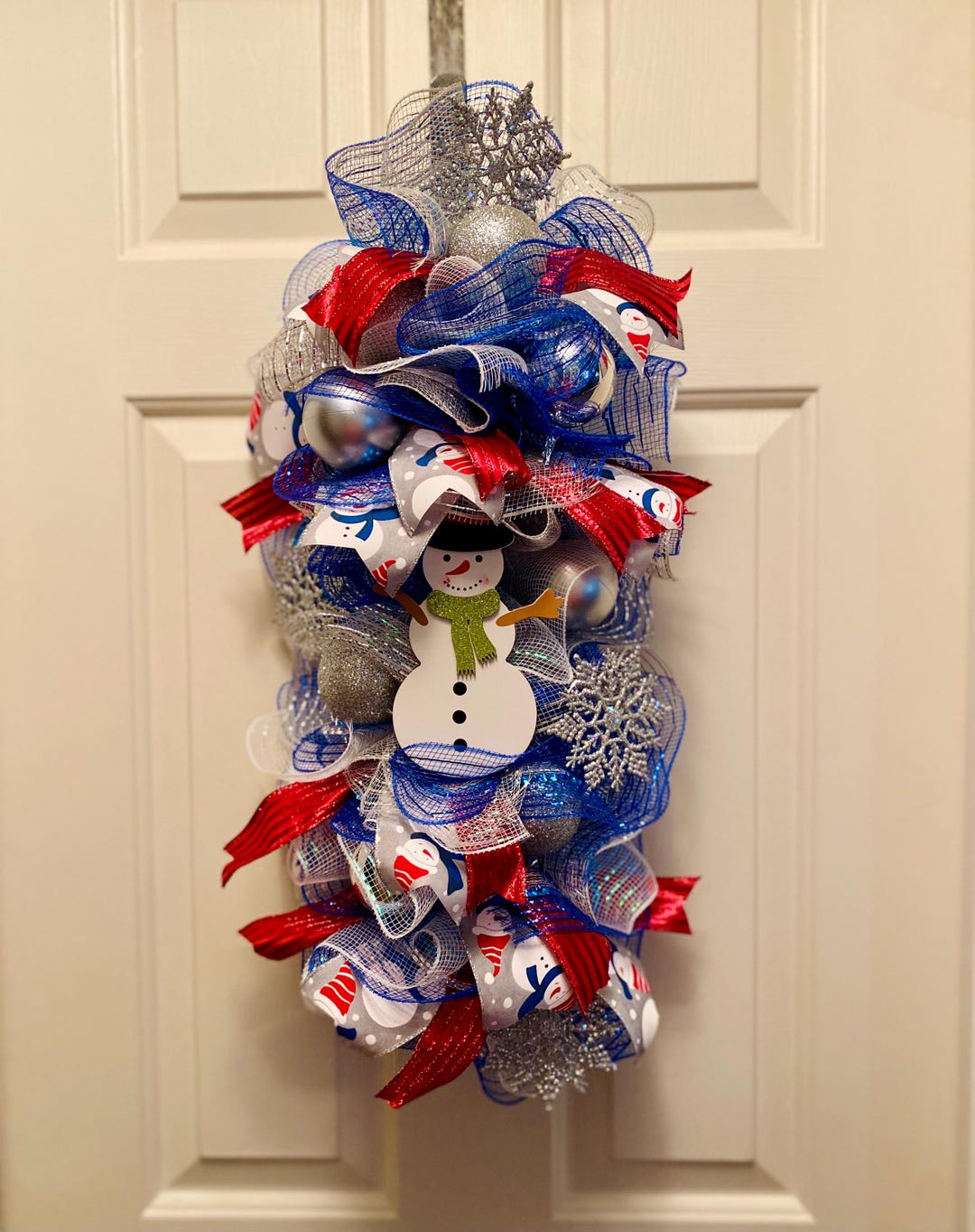 Snowman Wreath Snowman Swag Snowman Door Decor Wreath Front Door Wreath ...