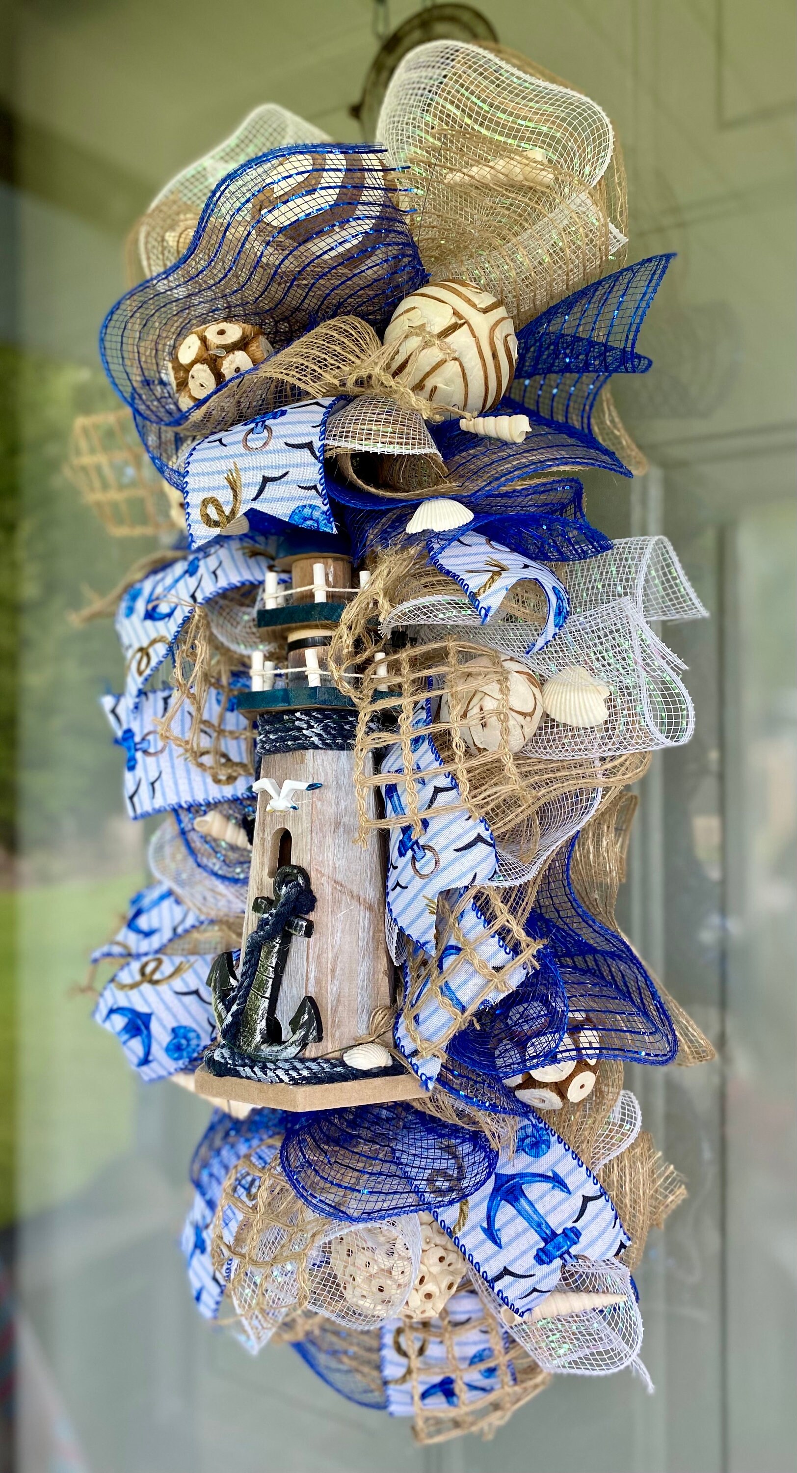 Nautical Lighthouse Swag – Beach Coastal Door Decor, Summer Wreath ...