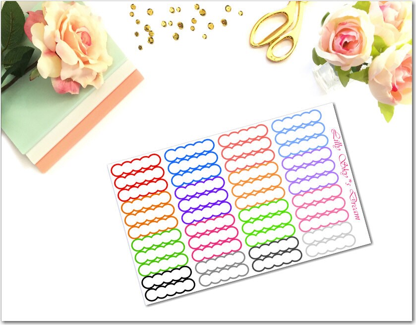 QB07 Skinny Scalloped Rainbow Outlined Quarter Labels