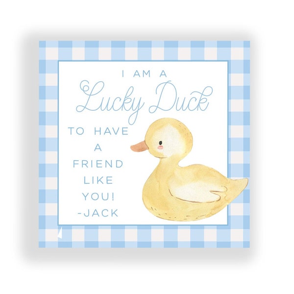 Lucky Duck Valentine's Day Card, Kids School Classroom Exchange, Boy Valentine Cards, Instant Download, Personalizable, Editable Vday Card!