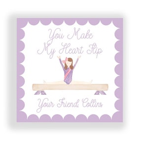 Gymnastics, Valentine's Day Card, School Classroom Exchange, Instant Download, Printed, Personalizable, Editable, Gymnast Valentine Card